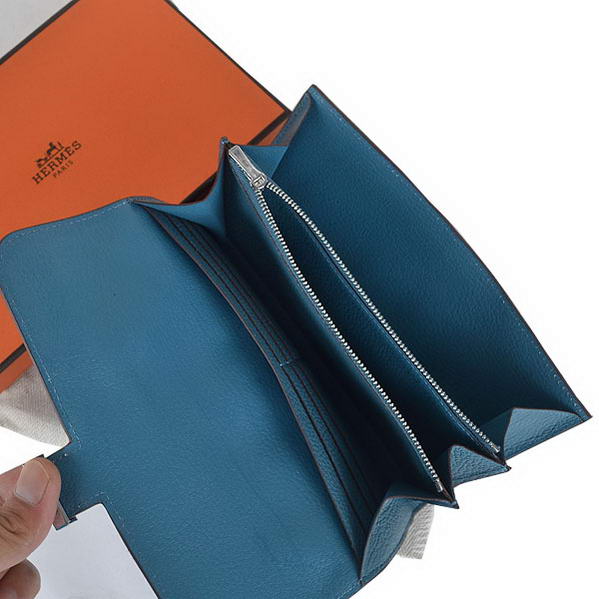 Cheap Fake Top Quality Hermes Constance Long Wallets Blue Calfskin Leather - Click Image to Close